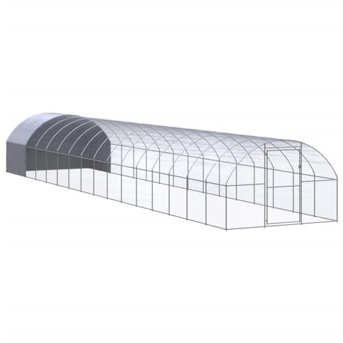 Silver-D Large Galvanized Steel Chicken Coop 118x118x79 in Weatherproof Outdoor Run with Secure Roof and Spacious Walk-in Design for Backyard Garden and Farm Flocks - color: Silver-D, size: 118.1 x 118.1 x 78.7 in (W x L x H)