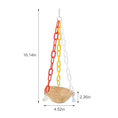 Hypeety Woven Basket Bird Parrot Hanging Swing Toy Cages Toys Parrot Natural Conure Cockatiel Parakeet - color: Woven Basket