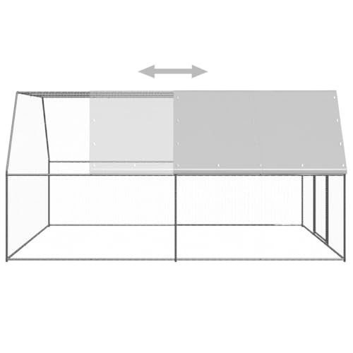 Large Chicken Coop Outdoor Walk-in Chicken Cage 9.8x9.8x6.6 FT Galvanized Steel Poultry Hen House Run with Lockable Door for Backyard Garden, Silver - color: Silver-D