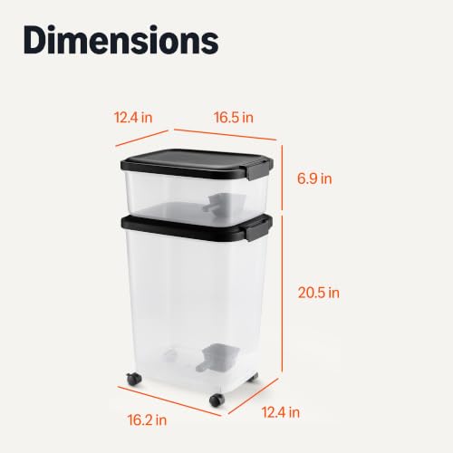 Amazon Basics Pet Food Storage Container Set, 30lbs and 10lbs with Scoop, for Dogs and Cats - size: 30lbs+10lbs