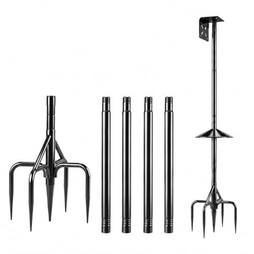 Bird Feeder Pole with Squirrel Baffle, 76 Inch Heavy Duty Bird House Pole Stand, 1-Inch Diameter Outdoor Pole Mount for Bird Houses & Hanging Feeders