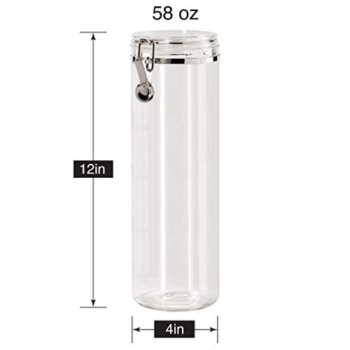 Oggi Tall Clear Canister with Clamp Lid, 58 oz - Large Airtight Food Storage Container, Ideal for Kitchen & Pantry Storage of Bulk, Dry Foods Including Pasta & Spaghetti - size: 58-Fluid Ounce