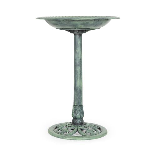 Backyard Expressions Outdoor Garden Bird Bath - Mint Green - Weather Resistant Polyresin - 27 Inch - color: Mint Green