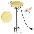 Bird Bath for Outside,12" Plastic Removable Bowl,Beige | Heavy Duty Metal 5 Prongs Base,Easy CLean,Weather-Resistant,Rust-Proof,40" Freestanding Birdbath for Garden Patio Yard Lawn - color: Beige-Freestanding