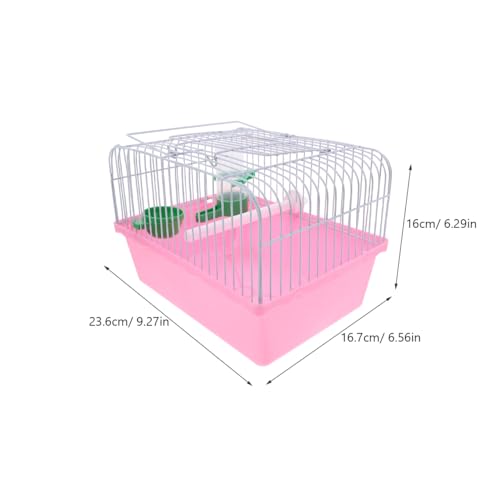 Toddmomy Portable Bird Travel Cage for Small Birds Parrots Lovebirds with Perch Food Box Water Dispenser 9.29X6.57X9.29 Inches - color: Pink