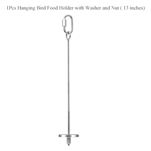 1pcs Hanging Bird Treat Skewer Parrot Fruit Feeder, 13 Inch Stainless Steel Bird Food Holder Parrot Fruit Food Skewer with Washer Nut Parakeet Treat Holder Feeder for Parrot Budgie Conure, LXLVOUEG - size: Screw-13inches-1P