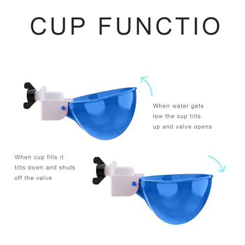 Chicken Waterer Cups, 8 Packs Blue Large Chicken Watering Cups | Automatic Chicken Water Cups, Tee Fittings Poultry Feeder Cups Suitable for Chicken, Duck, Turkey with Mounting Hole Opener - color: blue