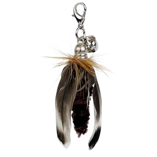 TTcat 3 Pack Mini Natural Feather Cat Wand Refills, Small Detachable Clip-on Feather Replacement Attachments with Bells, Universal Lobster Clasp Cat Teaser Refills, Hunting Prey Toy for Indoor Cats. - color: 3Pcs (Mini Insects)