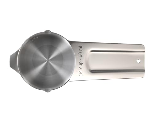Color Up ¼ Cup Measuring Cup (60 ml) – Premium Chrome Stainless Steel, Accurate for Wet & Dry Ingredients, Embossed Markings, Easy-Pour Spouts, Dishwasher-Safe, Kitchen Essential - size: 1/4 Cup (60 ml) Chrome