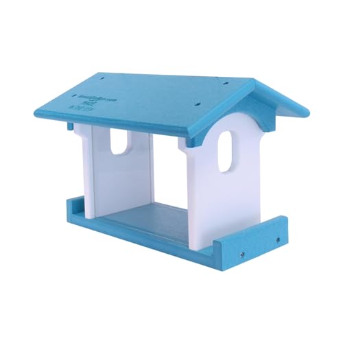 Bluebird Feeder - Poly Lumber - Hanging Blue Bird Feeder for Mealworms (Aruba Blue and White) - color: Aruba Blue and White