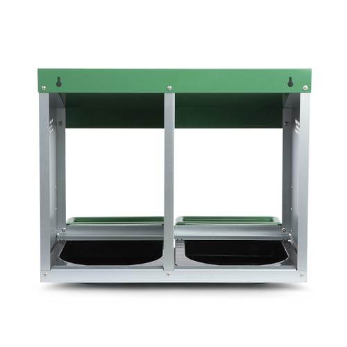 Homestead Essentials Classic Style 2 Compartment, Forward Rollout and Rollaway, Hen & Chicken Nesting Box with Integrated Perch and Protective Egg Laying Collection Lids - size: 20.8"L x 20.5"W x 20.0"H