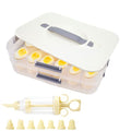 2-Layer Deviled Egg Containers With Lid, 36PCS Deviled Egg Tray Carrier with Handle and Piping Tool, Portable Stackable Egg Holder Platter Holder Organizer for Refrigerator Party Picnic Leak-Proof