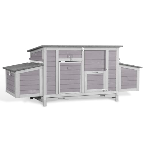 Aivituvin Chicken Coop 67.3" Large Duck House with 4 Nesting Boxes for 2-4 Chickens Outdoor Hen House Chicken Cage - size: 67.2"L x 25.4"W x 28.1"H