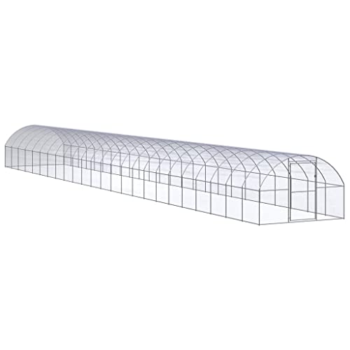 Silver Galvanized Steel Chicken Coop 9.8 x 9.8 x 6.6 ft Large Metal Hen House Outdoor Pen for Backyard Farm Garden Weatherproof Run with Extension Frames for Ducks Rabbits and More - color: Silver-C, size: 9.8 x 9.8 x 6.6 ft (W x L x H)