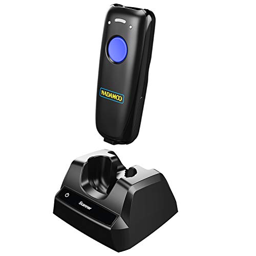 NADAMOO 1D Wireless Barcode Scanner Compatible with Bluetooth, with Charging Dock, Portable USB Bar Code Scanner for Inventory, 2.4G Wireless & Wired Barcode Reader for Tablet iPhone iPad Android iOS - color: 1D-Blue