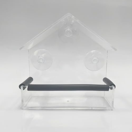 Window Bird Feeder with Strong Suction Cups (Small House) | Fixed Seed Tray, Transparent Acrylic Birdfeeder for Outdoor, for Wild & Pet Bird Watching Love - style: Small House