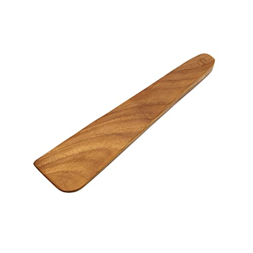 FAAY 10" Flat Wooden Spatula for Cast Iron, Egg Flipper, Pan Scraper, Handcraft from High Moist Resistance Golden Teak for Non Stick Cookware (10") - size: 10"
