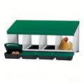Galvanized Steel Chicken Nesting Box 4 Compartment with Pull Out Tray, Roll Away Nest Boxes for Laying Hens Egg Collection, Wall Mount Poultry Nest Box for Coop with Handle, Green
