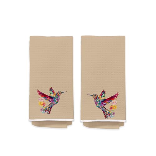 Hummingbird Bathroom Hand Towels for Guest Set of 2, Floral Bird Decorative Kitchen Dish Tea Towel, Decorative Hand Towels, Hummingbird Gifts for Women Unique, Housewarming Gift Idea New Home400 - color: Hummingbird004