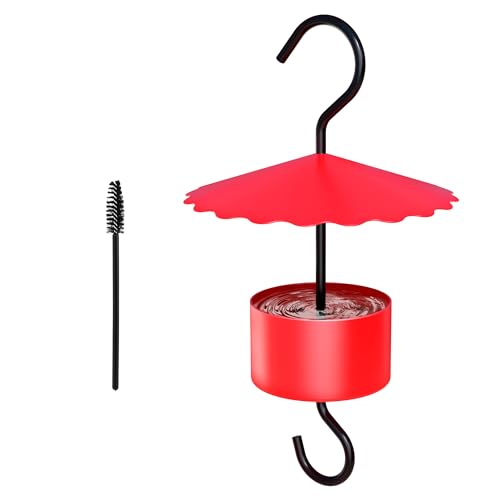 Large Metal Hummingbird Feeder Ant Guard 5 oz, Ant Moat for Hummingbird Feeders, Effectively Keeps Honey Safe, Fits All Humming Bird Feeders, Made of Metal, Red