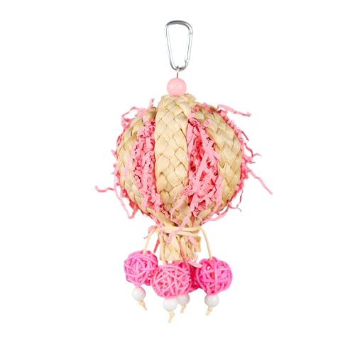 Bird Toys Foraging Shredder Hanging Toys Rope Perch with Bell Parakeet Toy Parrot Swing Climbing Standing Toys Bird Cage Accessories for Conure Cockatiel Budgies Lovebird, Pink, 1 Pack - color: Pink