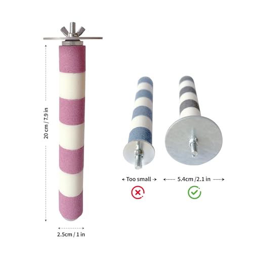 AOTU Natural Sandstone Parrot Perch Bird Toys – Durable Beak & Claw Trimming Grinding Stone for Birds, 7.9” x 1” – Safe, Non-Toxic, Long-Lasting Bird Cage Accessory (Pink and White, 7.9”) - color: Pink and White