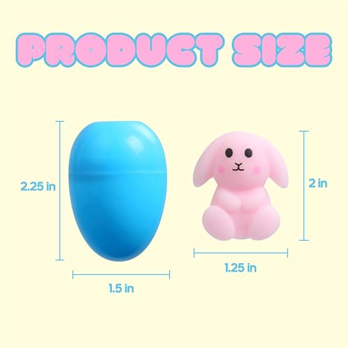 Easter Mochi Squishy Toys 36pcs | Prefilled Eggs with Mini Squishy Toys | Easter Shapes | Basket Fillers, Party Favors, Fidget, Stress Relief, Classroom Prizes, Goodie Bags, Easter Egg Hunt