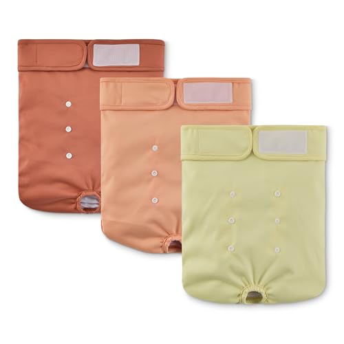 Amazon Basics Reusable Washable Dog Diapers, Highly Absorbent, Female, Extra Large, 3-Pack, for Senior Pets, Incontinence, Fertility Cycles - size: XL