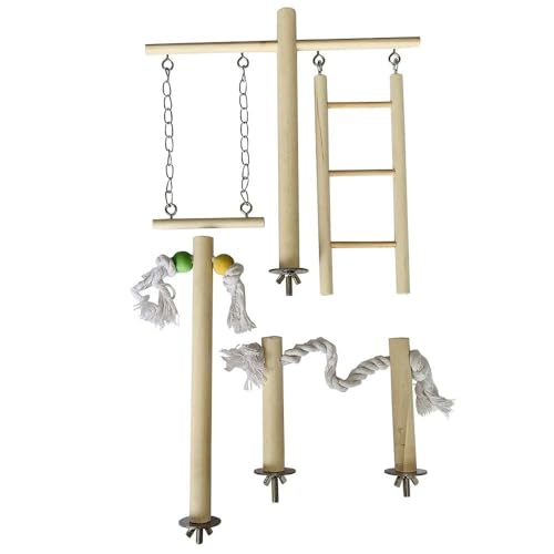 PINVNBY Bird Playground, Wood Parrot Play Gym Stand Perch Bird Cage Accessories for Small and Medium Parakeet Cockatiel Conure Love Birds Finch