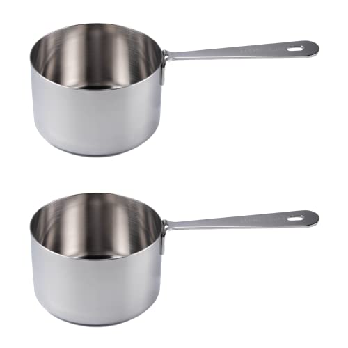 1 Cup 240 ml Measuring Scoop Cups, Polished Stainless Steel (Set of 2) - size: 1 Cup 240 ml