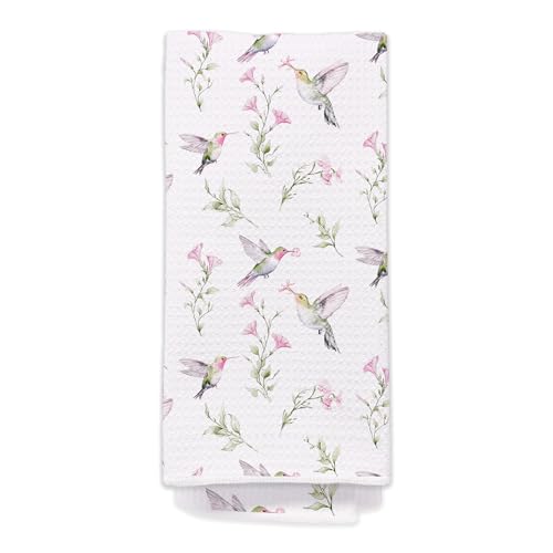 Spring Floral Hummingbird Kitchen Towels, Farmhouse Botanical Bird Hand Towels for Bathroom Kitchen, Cottagecore Pink Flower Decorative Dish Tea Towel Dishcloth, 16x24 Inch-621 - color: Hummringbird024