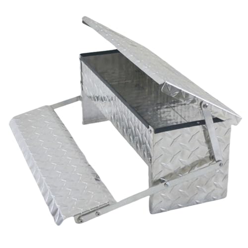 Treadle Large Poultry Feeders Aluminium Automatic Chicken Feeder No Waste Rat Proof Trough with Weatherproof Lid for Duck Fowl 18 lbs Capacity - size: 22.4"×13.5"×7.3" 18lbs
