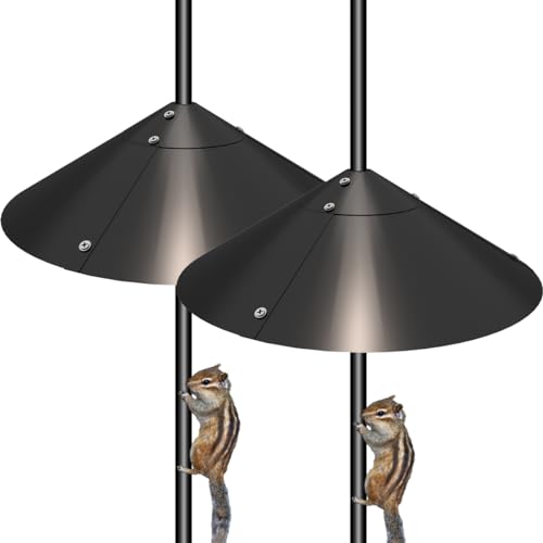 Metal Squirrel Baffle for Bird Feeder Pole, Outside Pole Mount Bird House Guard for Outdoor Shepherd’s Hook, 19 Inch, 2 Pack - size: Buckle-2pcs