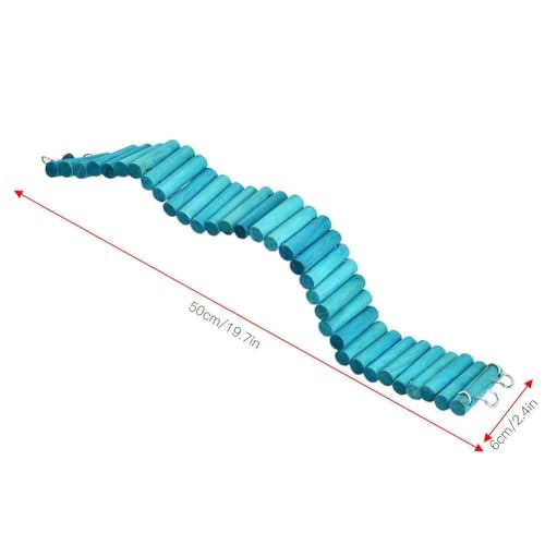 6x50cm Wooden Climbing Ladder, Bendable Metal Core | Shape into arches or bridges for cages, hang with hooks for instant setup, chewable wood dulls teeth naturally, reduces bored