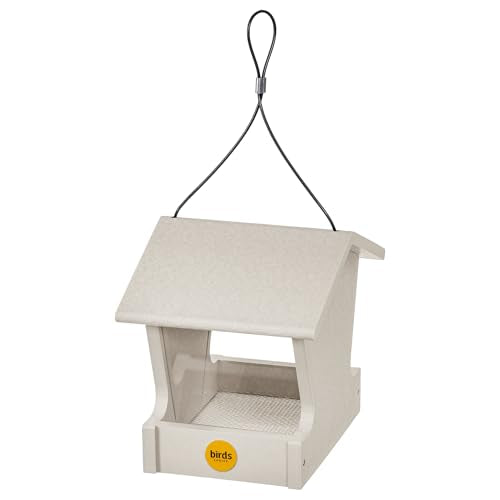 Birds Choice GSHF100 Hopper Feeder, Hanging Bird Feeder, Small, Sea Salt | Made in the USA, Recycled Plastic Construction, Simple to Fill, Weather-Resistant for Year-Round Backyard Use - color: White