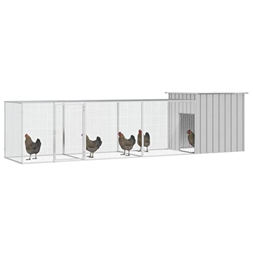 Large Galvanized Steel Chicken Coop for Adult Chickens and Ducks, Expandable Weatherproof Poultry Pen with Secure Locking System and Ventilation - color: Grey, size: 35.8 x 157.5 x 39.4 in