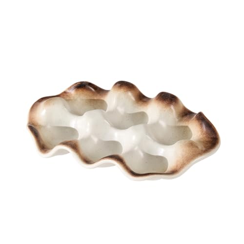 ARFUKA White Ceramic Egg Basket Egg Tray for Refrigerator and Countertop Egg Container Eggs Keeper Storage Organizer