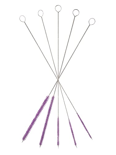 10" Extra Long Tube Brush Set - Small 5 Pack - Purple | Flexible nylon straw brushes for bottles, cleaning straws, pipe cleaners, glass, keyboard, detailing and deep cleaning - color: Purple, size: Small 5 Pack (2mm 3mm 4mm 5mm 6mm)