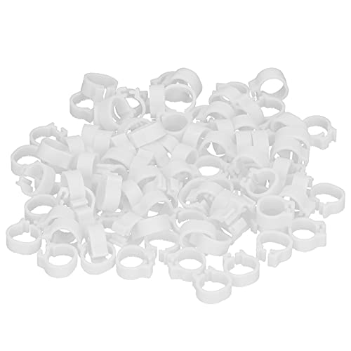 Omabeta 100PCS Reusable 8mm Pigeons Identification Leg Rings for Easy Dovecot Management and Marking, Lightweight Plastic Bands for Poultry Supplies (White) - color: White