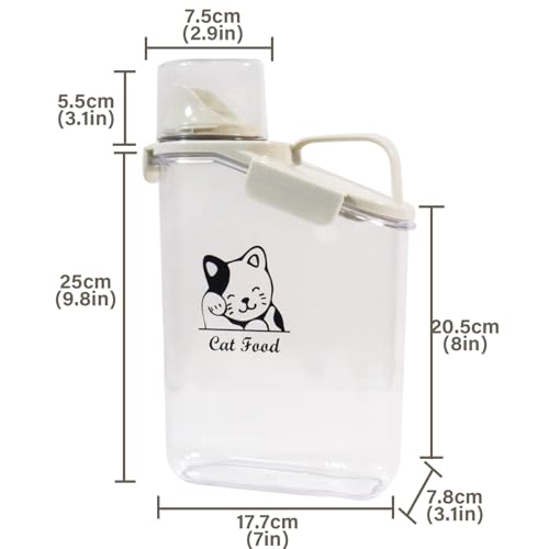 Pet Food Storage Container with Measuring Cup and Pour Spout - Airtight, Leakproof, Portable Pet Food Dispenser for Travel - 2.8L - color: CAT