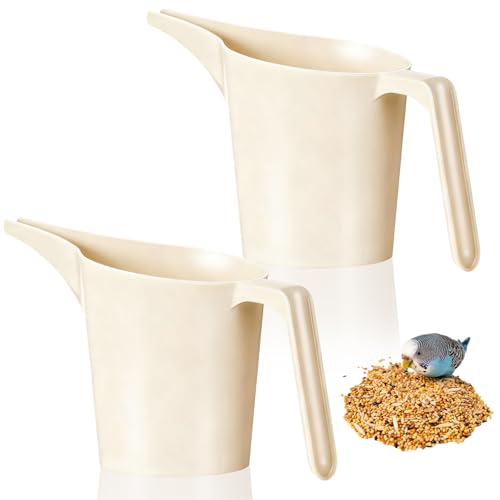 Relaxweex 2 Pcs Bird Seed Scoop, Pet Food Bird Seed Scoop Large Capacity Suitable Narrow Spout Suitable for Tube Feeders for Filling Avian Birds Feeders Small Animal Food (Beige) - color: beige