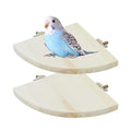Wontee Bird Perch Stand 2 Pack Wooden Platform Corner Ledge for Budgies Cockatiels Conures African Greys Rats Gerbils Chinchillas Squirrels (S (5.1"x5.1")
