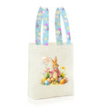 Easter Basket Bunny Canvas Tote Bag, 12.2x11 Inches, Natural Canvas, Hand-Carry, for Gift and Easter Egg Collection - color: C-pink