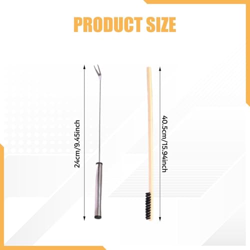 2Pcs Bird Cage Cleaners,Cleaning Fork and Brush Portable Removers Cleaning Tools for Parakeet Perch Stand Bird Droppings, Silver Handle - color: Silver Handle