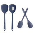 U-Taste 600ºF Heat Resistant 13.6in Long Solid & Slotted Silicone Turner and 600ºF Heat Resistat Silicone Flexible Baking Spoon Spatula & Cooking Scoop Spoonula (Midnight Blue)