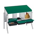 3 Hole Chicken Nesting Boxes, Weatherproof Galvanized Steel Chicken Egg Laying Box with Automatic Rollout Egg Collection, 2-in-1 Handle Perch, Easy Clean & Quick Assemble for Chicken Coop - color: Green, size: 30.7"L x 20.1"W x 20.1"H