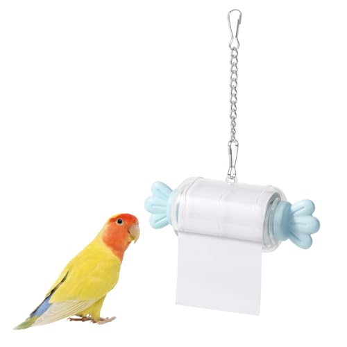 MiOYOOW Parrot Shredding Toy, Bird Foraging Roll Paper Holder with Hanging Chain for Parakeet Cockatiel Conure Lovebird - color: Blue