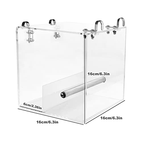 No Mess Bird Feeder for Cage - Automatic Bird Feeder Transparent Food Container Acrylic No Spill Cage Seed Catcher with Stainless Steel Hooks for Parrot Parakeet Cockatiels Lovebirds - size: Large-6.4 Inch x 6.4 Inch