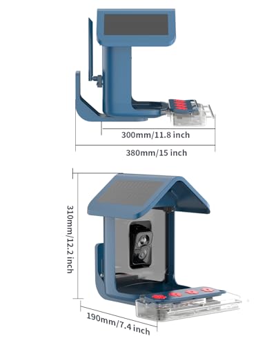 Bird Feeder with Camera Solar Powered : Smart Camera Bird Feeder 2K Live Feed Cam for Outdoor Backyard - Ai Identify Auto Capture Videos Pictures, Gifts for Birdlover Mom Dad, 2.5GHz WiFi - color: deep blue