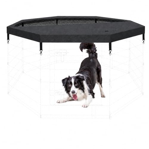 Artmalle Dog Playpen Top Cover Only, 8-Panel 24-Inch Octagonal Mesh, Black | Mesh top cover fits most 8-panel, 24-inch-wide octagonal dog pens, adding shade, airflow and jump-out protection. Cover only. - style: Top cover Black